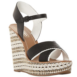 Dune Khalo Aztec Wedge Sandals, Black